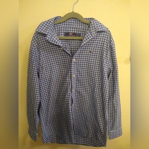 Vineyard Vines Boys On-the-Go Whale Shirt Gingham Sz 12-14